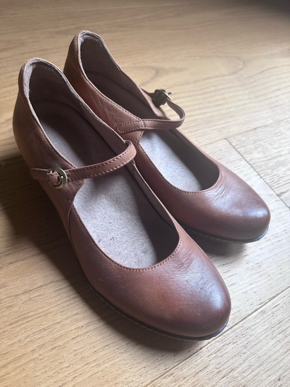 Dansko Women's Mary Jane Wedge Heels in Brown Leather 38